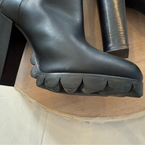 Pollini Leather Boots Matte Black Size 7.5 High Heeled Mid Calf Height EUC - Picture 9 of 12